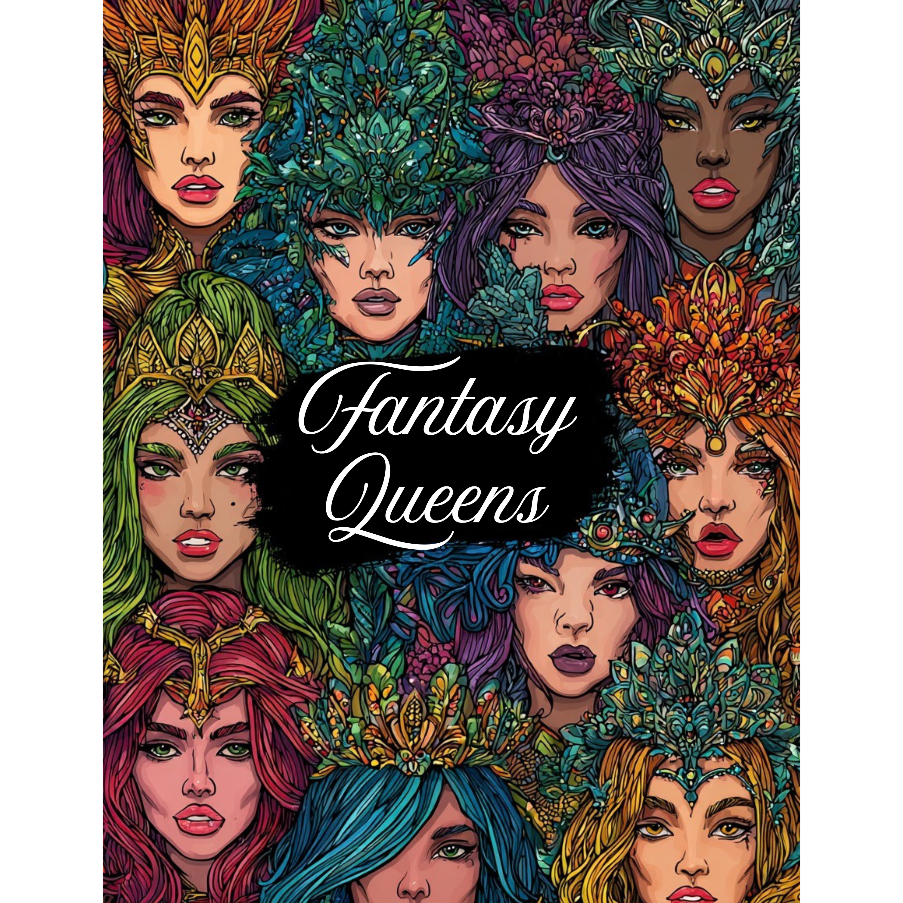 Fantasy Queens - Adult Colouring Book (Printable PDF)