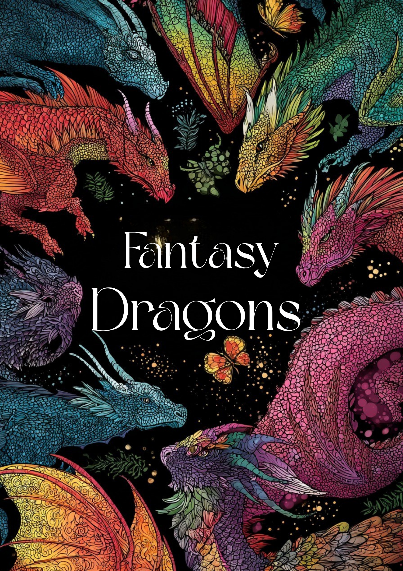 Fantasy Dragons - Adult Colouring Book (Printable PDF)